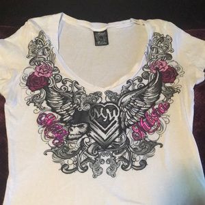 Metal Mulisha v-neck tee in white!